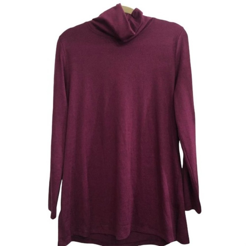 D&Co basic long sleeve plum purple turtleneck top blouse SIZE Medium